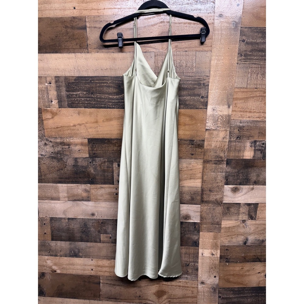 Show Me Your Mumu Verona Cowl Dress Sage Green Satin Midi Slip Dress Medium - Picture 4 of 7